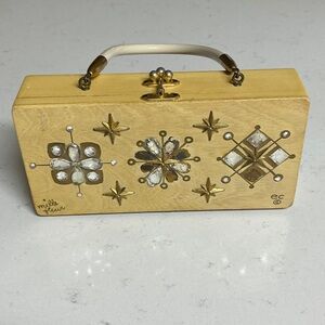 Vintage Enid Collin’s purse. Millefleur. Goldtone and clear rhinestones. Rare!